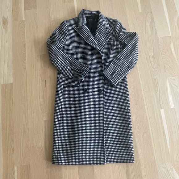 Ralph Lauren Houndstooth Double Breasted Coat Black and Cream Size 10 - Picture 3 of 7